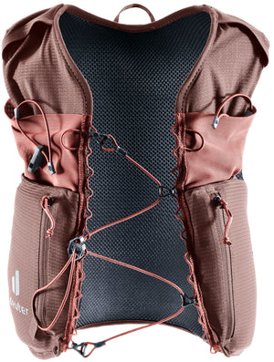 deuter Traick 5 SL running hydration vest in Raisin-Caspia on a neutral background.