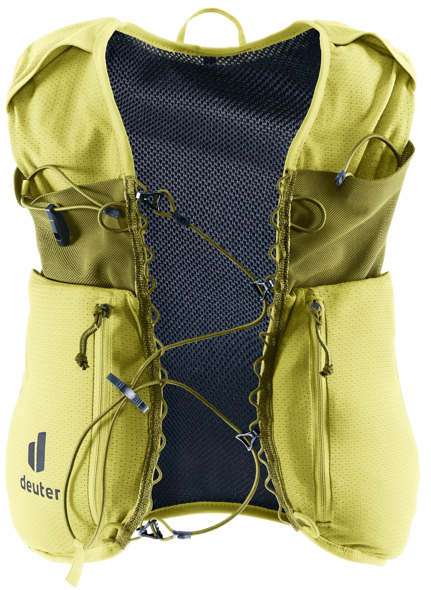 deuter Traick 5 running hydration vest in Sprout-Cactus on a neutral background.