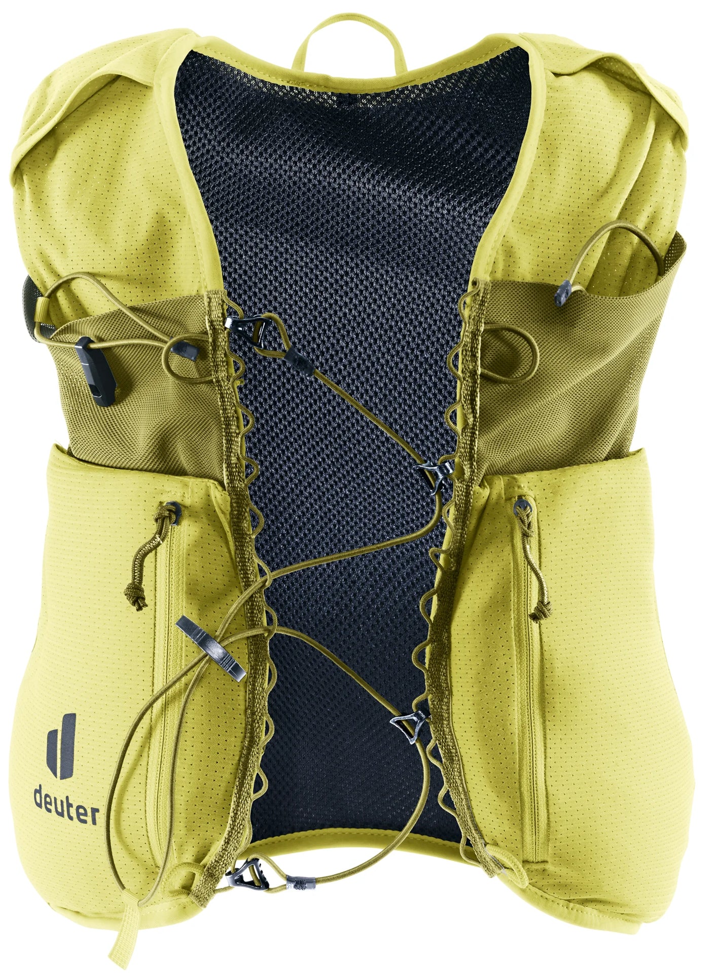 deuter Traick 9 running hydration vest in Sprout-Cactus on a neutral background.