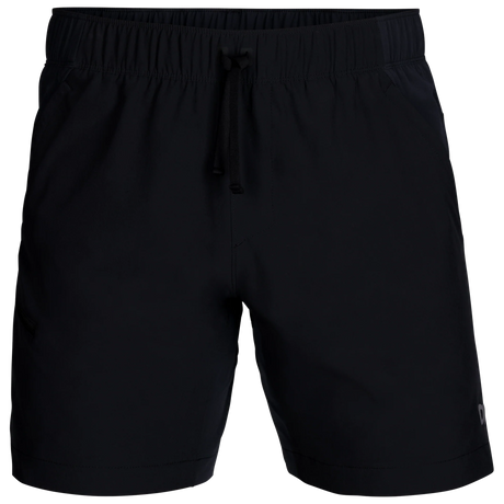 Outdoor Research Men's Swift Lite Hybrid Shorts 7" in Black on a neutral background.