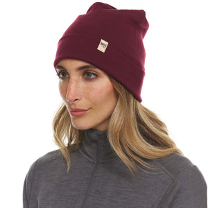 Minus33 Ridge Cuff Merino Wool Beanie is double layered and features a removable tag.