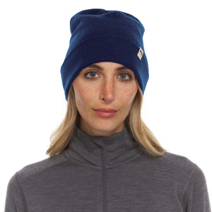 Minus33 Ridge Cuff Merino Wool Beanie is double layered and features a removable tag.