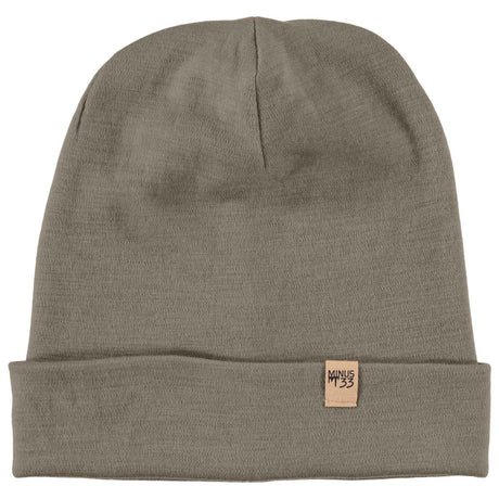 Minus33 Ridge Cuff Merino Wool Beanie in Tan 499 on a neutral background.