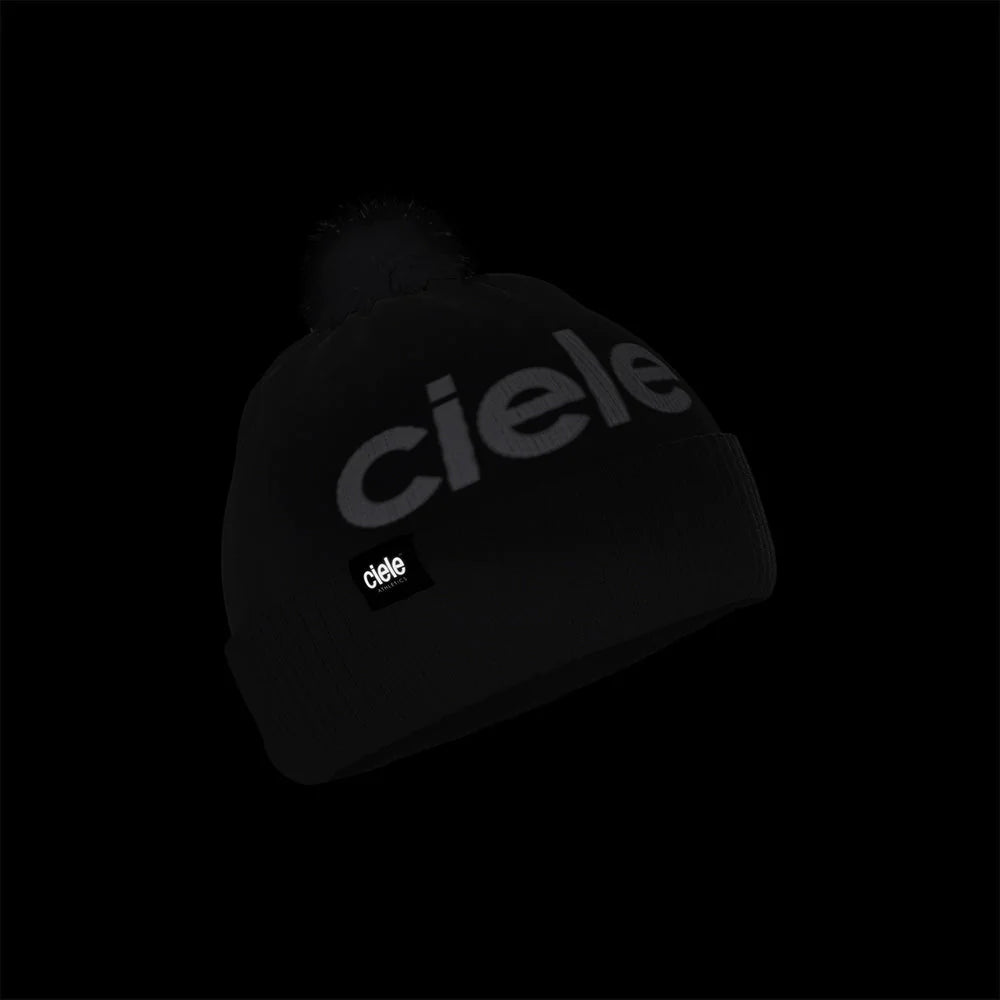 Ciele CLXCBeanie showcased in the dark, highlighting its reflective stitching.