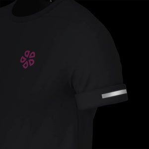 Side view of the NSBTShirt, focusing on the sleeve length and reflectivity against a night background.