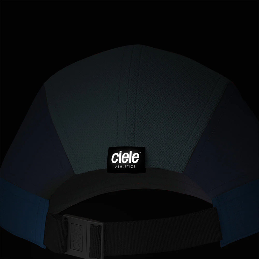 Ciele Athletics ALZCap SC in Ironcast from the rear on a dark background.