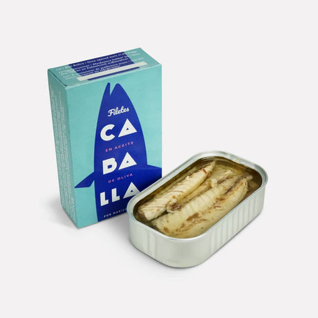La Narval Mackerel Fillets in Olive Oil on a neutral background.