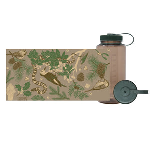 Mustard Beetle Alpine Forest, 32oz Nalgene Water Bottle with nature-themed label on a white background