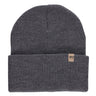 Minus33 Everyday Knit Cuff Merino Wool Beanie in Charcoal Gray on a neutral background.