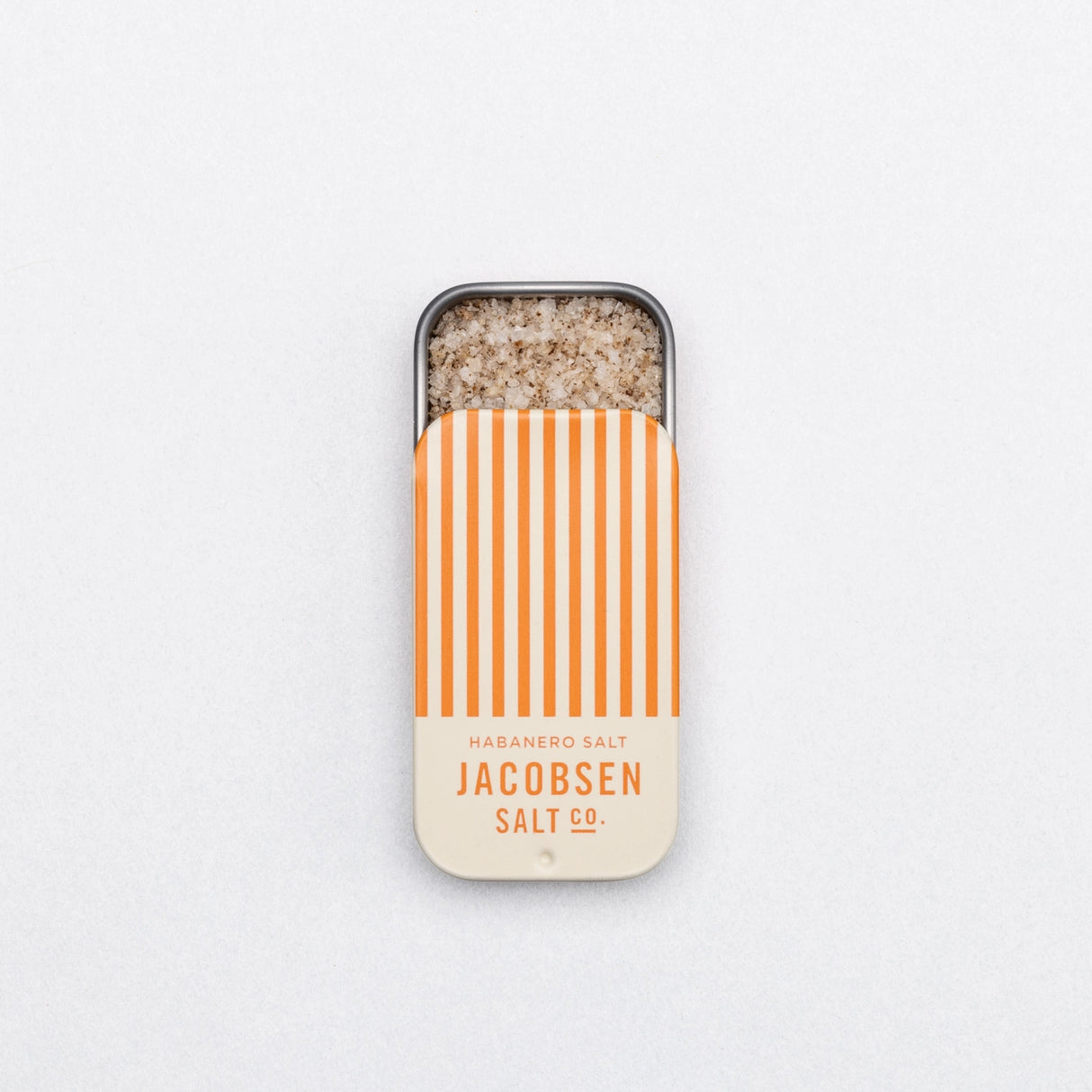 Jacobsen Salt Co. Infused Habanero Sea Salt Slide Tin on a white background