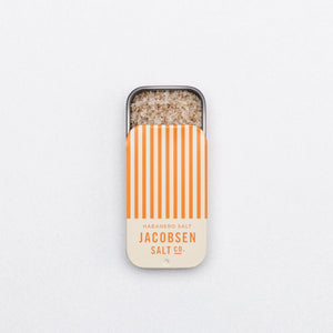 Jacobsen Salt Co. Infused Habanero Sea Salt Slide Tin on a white background
