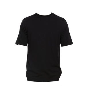 Minus33 Algonquin merino wool shirt in Black on a neutral background.