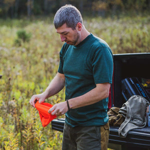 Minus33 Algonquin Merino wool shirt on a man in the wild.