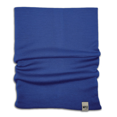 Minus33 Midweight - Neck Gaiter 100% Merino Wool in Royal Blue on a neutral background.