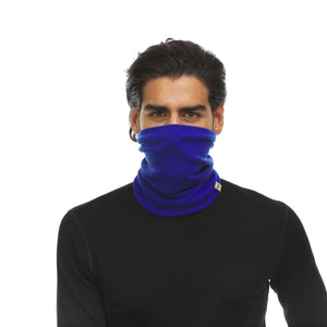 Minus33 Midweight - Neck Gaiter 100% Merino Wool in Royal Blue being worn on a neutral background.