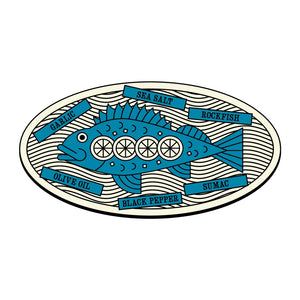 Wildfish Cannery Rockfish with Garlic and Sumac ingredient label on a white background