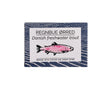 Packaging of Fangst Danish Smoked Trout with Juniper & Lemon Thyme with a fish illustration on a white background.