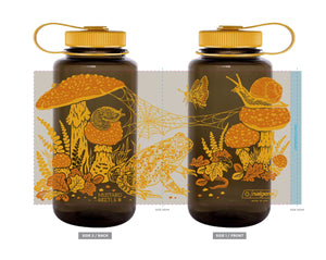 Toad & Mushrooms, 32oz Wide Mouth Nalgene Water Bottle