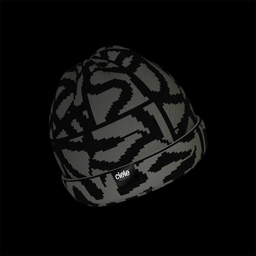 Ciele Athletics CLNBeanie - All Over Loopy Tile in Whitaker on a dark background.