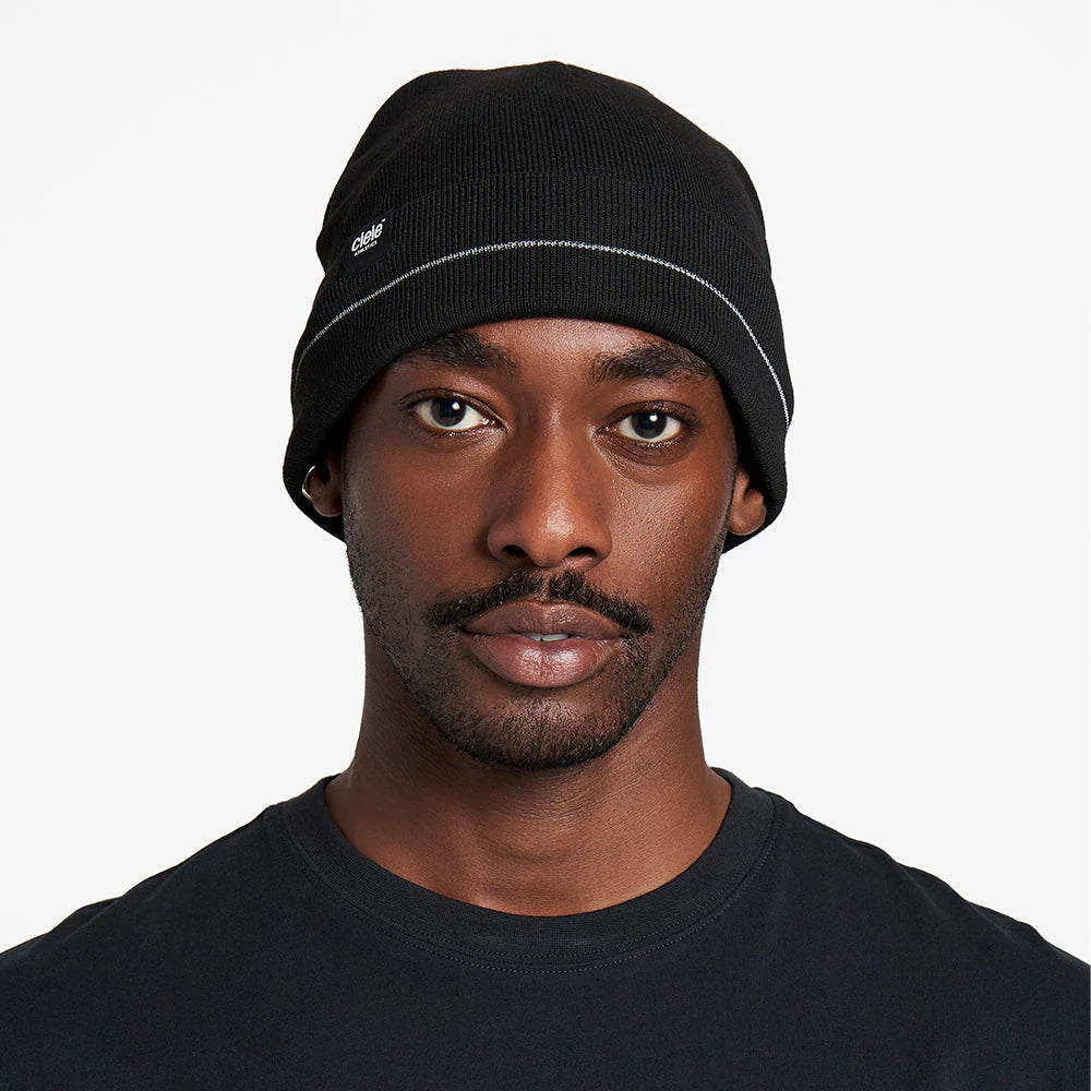 Ciele Athletics CR3Beanie trail running beanie in Shadowcast worn by a man on a neutral background.