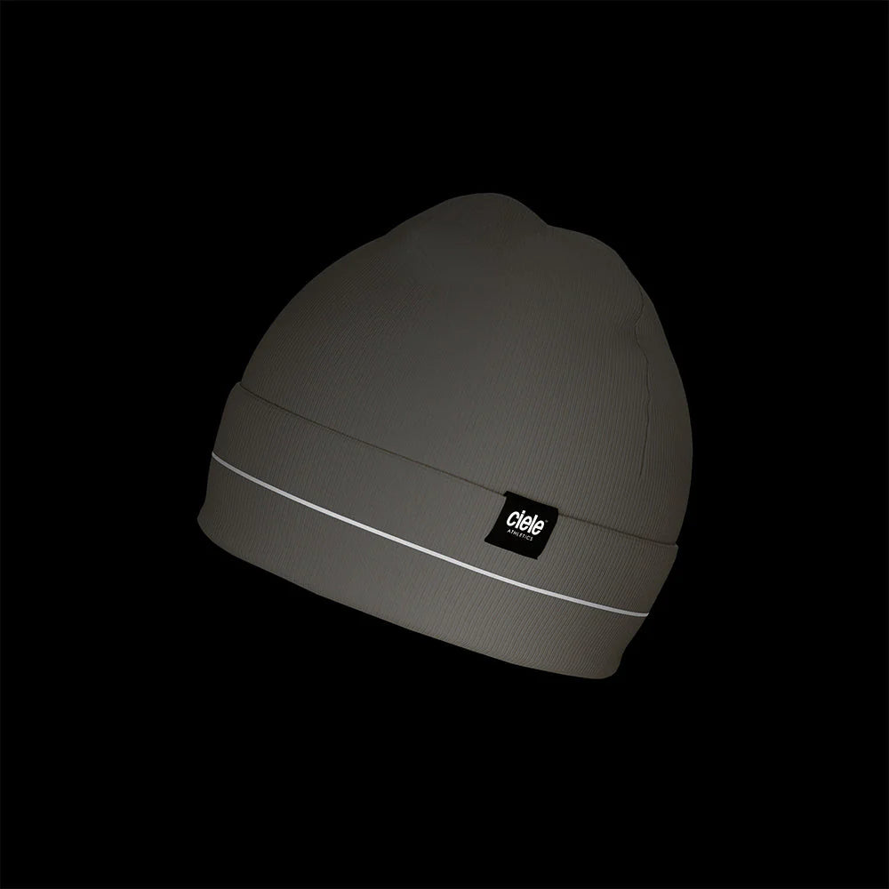 Ciele Athletics CR3Beanie trail running beanie in Stadium on a dark background.