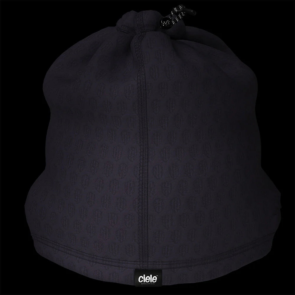 Ciele Athletics DOSBeanie winter running beanie and gaiter in Astronautic on a dark background.