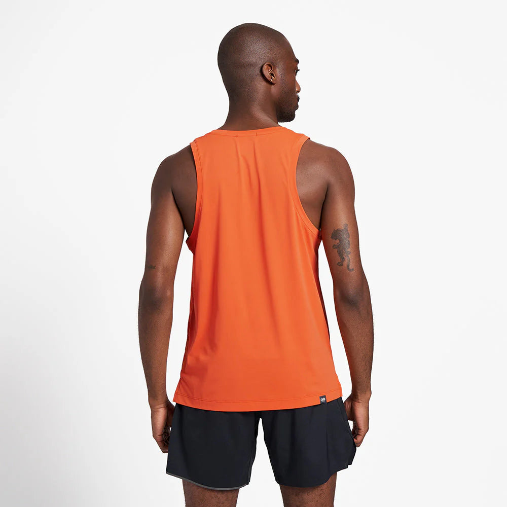 Ciele Athletics M DLYSinglet in Pulp worn by a man from the rear on a neutral background.