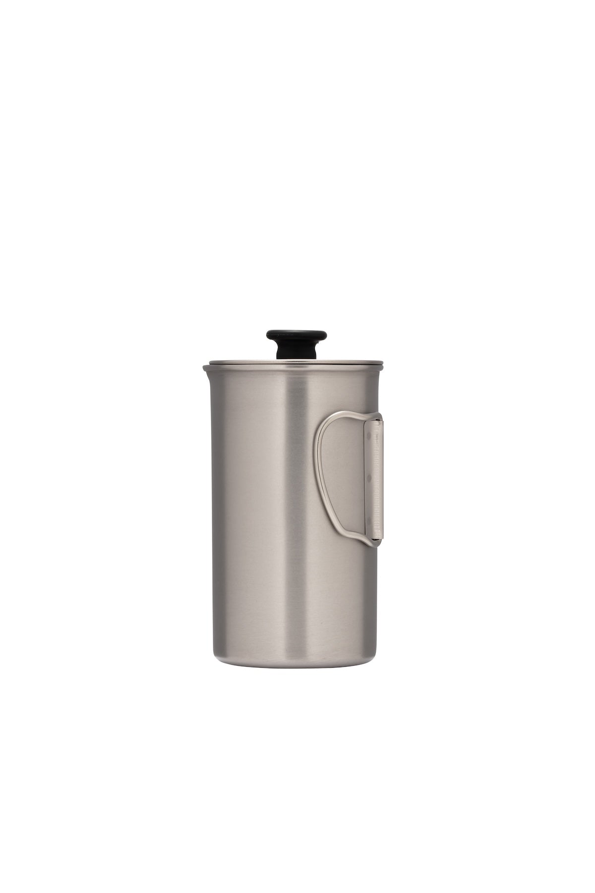 Snow Peak Titanium French Press for camp coffee on a neutral background.