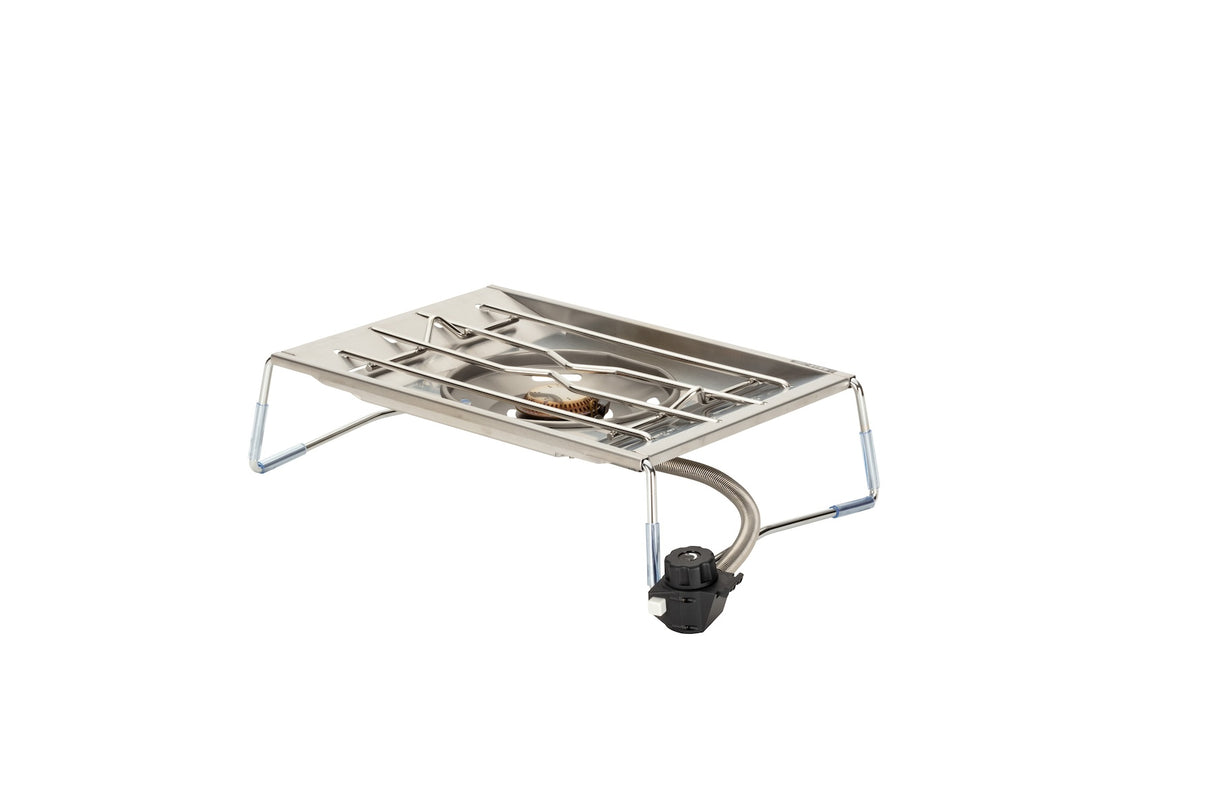 Snow Peak Flat Burner camp stove on a neutral background.