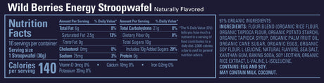 Gu Energy Stroopwafel energy waffle nutritional information for Wild Berries.