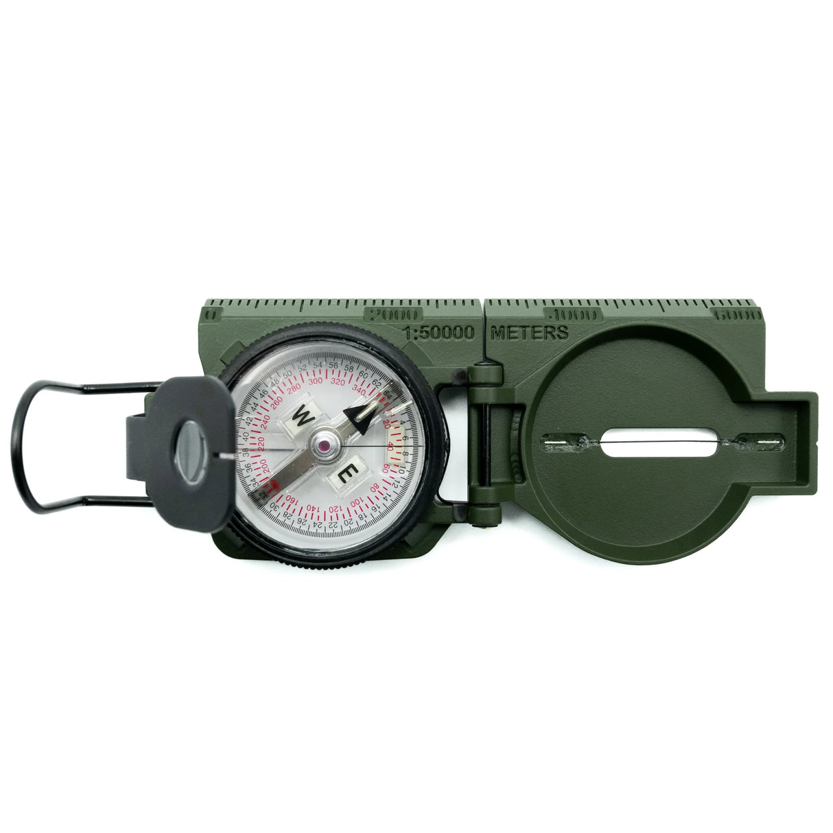 Green Brunton H-3 Tritium Lensatic Compass on a white background