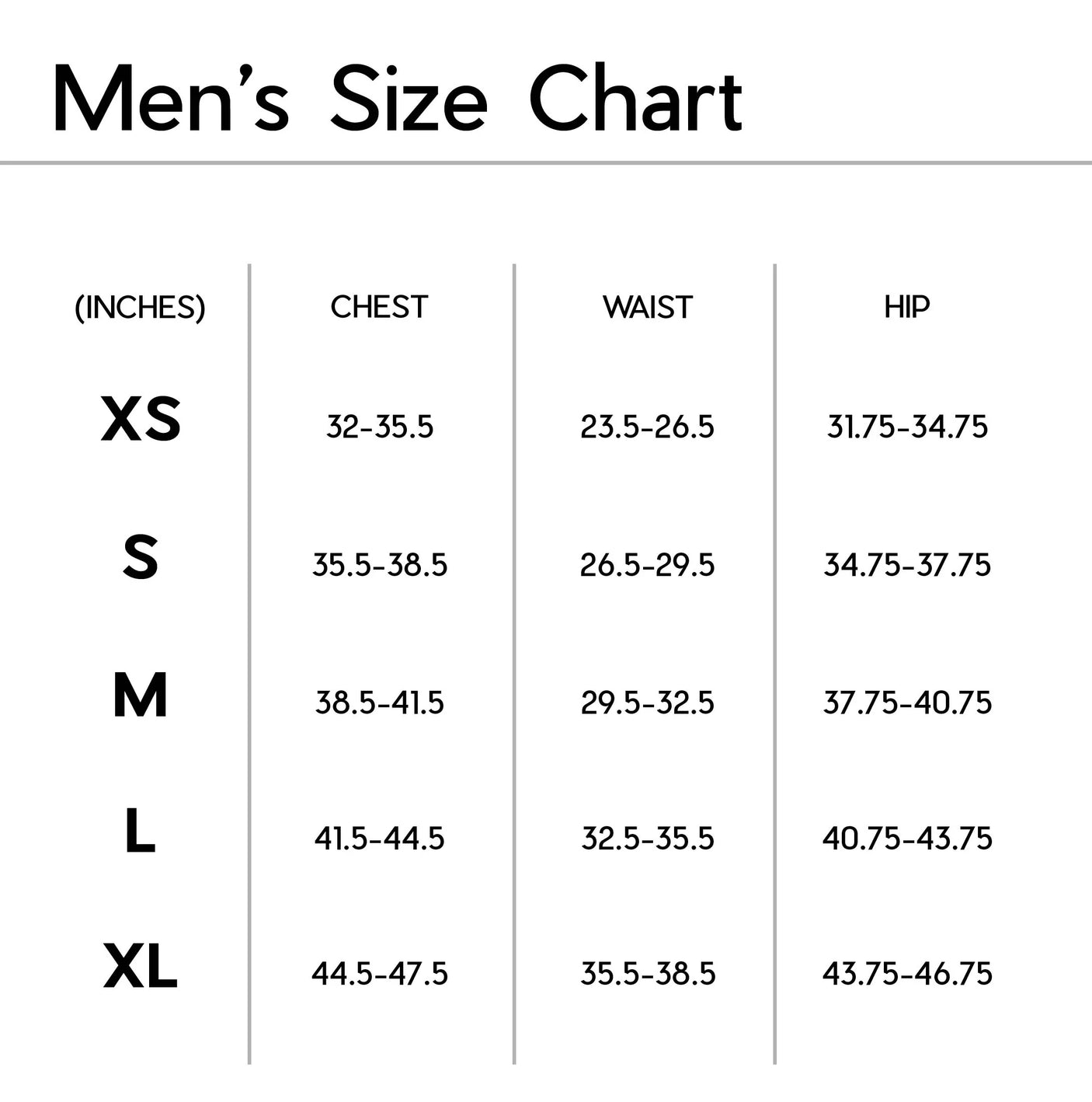 Janji's 5" AFO Middle Short Ultra in Midnight sizing chart.