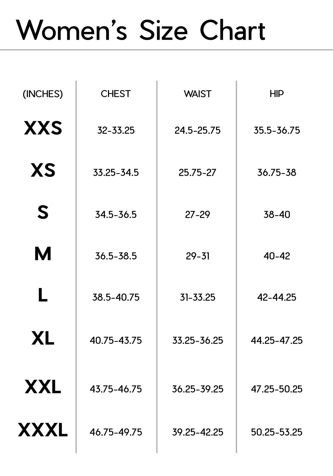 Janji's Women's 3" AFO Middle Short sizing chart.