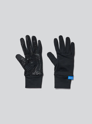 Janji Revo Merino Liner Gloves in Midnight on a neutral background.