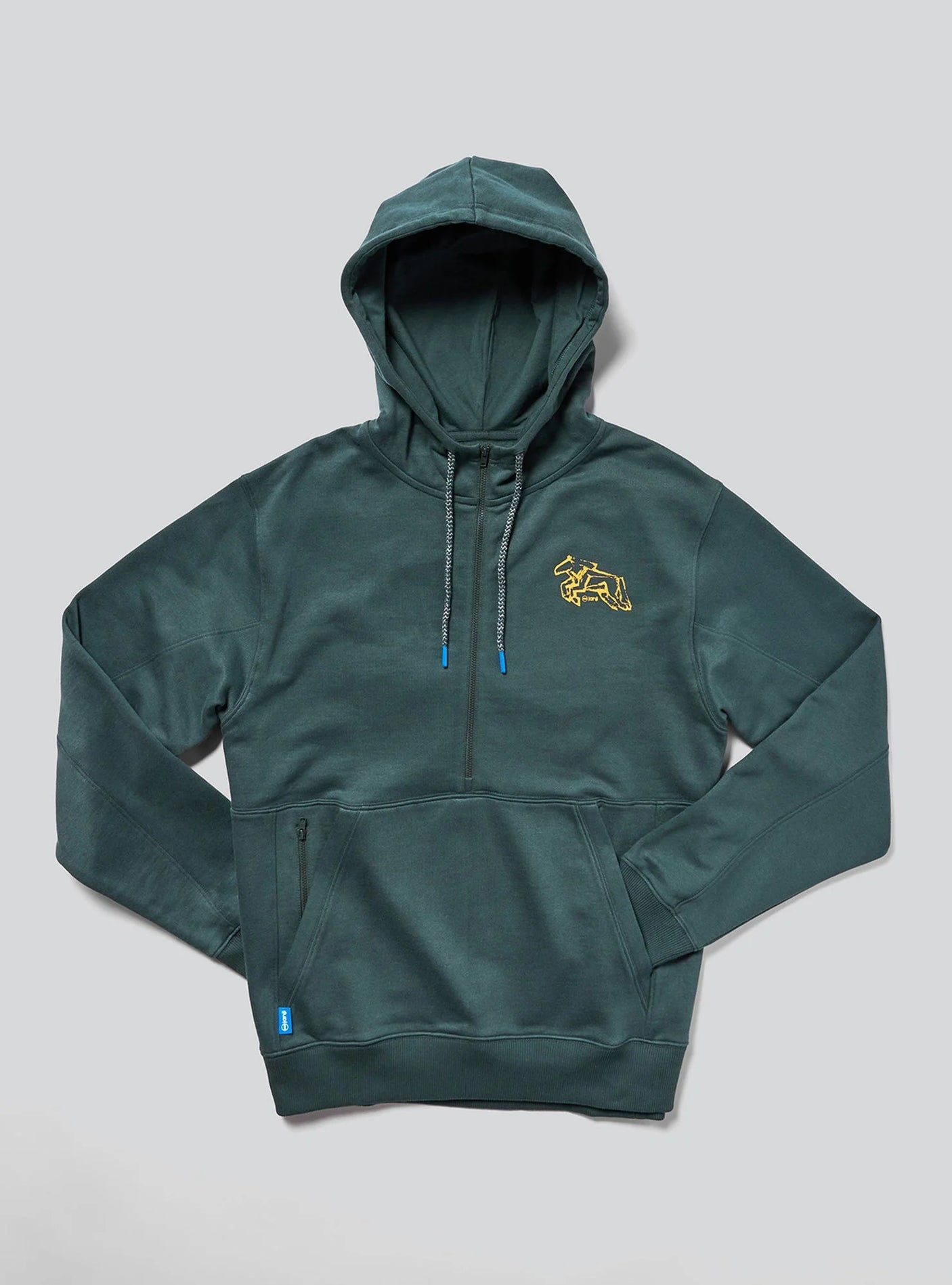 Janji Unisex Runaround Half-Zip Hoodie in Ridgeline Wild Horse from the front on a neutral background.