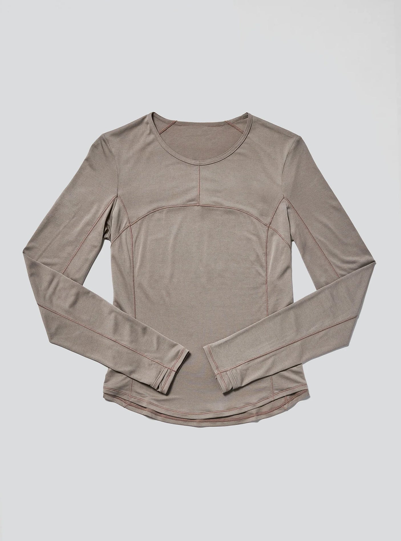 Janji W's Run All Day Long Sleeve in Silt on a neutral background.