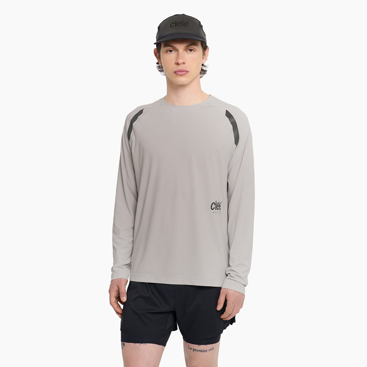 Ciele Athletics GOCap - Nite Rite in Shadowcast worn by a person on a white background.