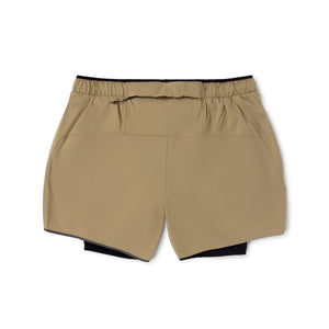 Ciele Athletics Men's DLYShort 5" 2-in-1 Running Short in Canvas Beige on a white background