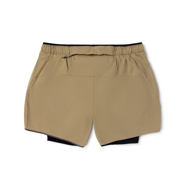 Ciele Athletics Men's DLYShort 5" 2-in-1 Running Short in Canvas Beige on a white background