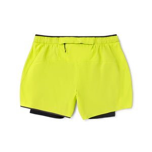 Ciele Athletics Men's DLYShort 5" 2-in-1 Running Short in Lime Green with black trim on a white background