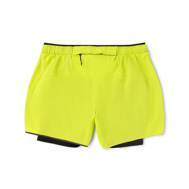 Ciele Athletics Men's DLYShort 5" 2-in-1 Running Short in Lime Green with black trim on a white background