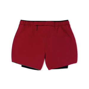 Ciele Athletics Men's DLYShort 5" 2-in-1 Running Short in Merlot Red on a white background