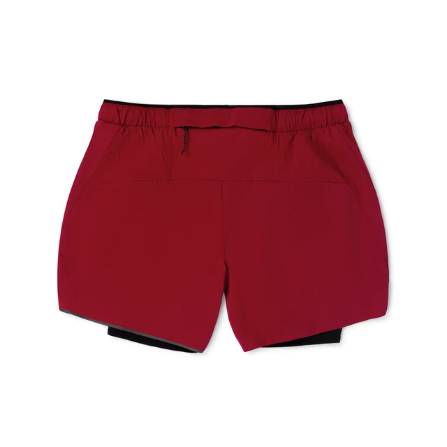 Ciele Athletics Men's DLYShort 5" 2-in-1 Running Short in Merlot Red on a white background