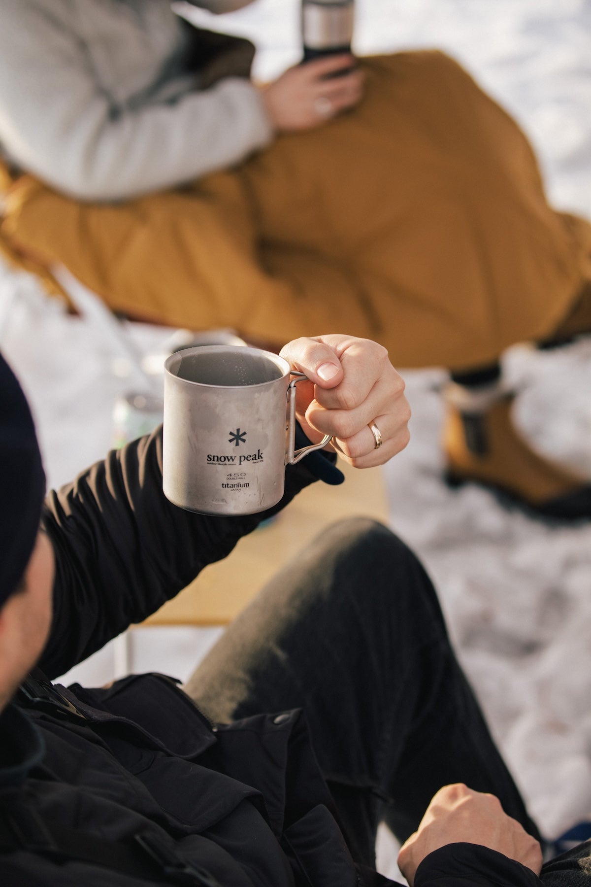 Snow Peak Titanium Ti-Double 450 Mug camp cup outdoors.