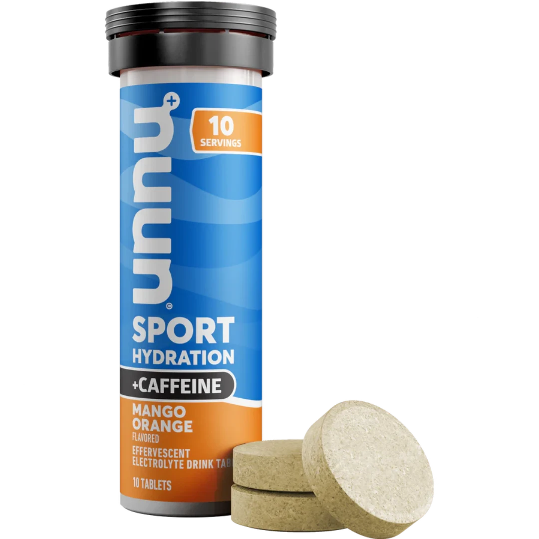 Nuun Sport in Mango Orange on a neutral background.