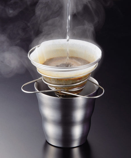 SOTO Outdoors Helix Coffee Maker is a collapsible stainless steel pour over coffee maker.