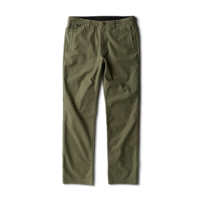 Roark Layover Pro Traveler Pants in Military on a white background