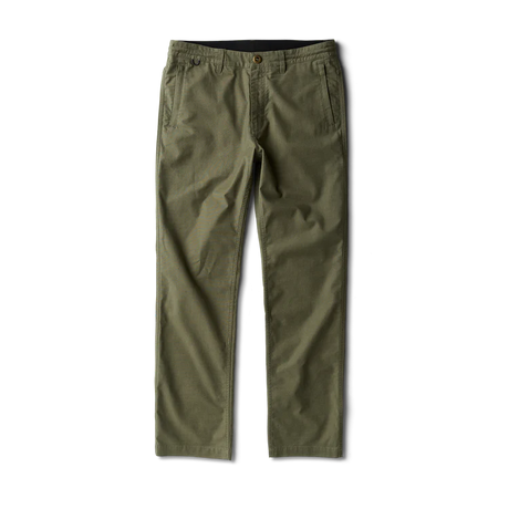 Roark Layover Pro Traveler Pants in Military on a white background
