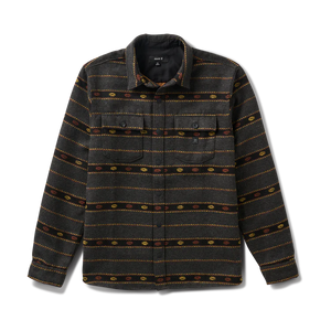 Roark Men's Nordsman Long Sleeve Flannel in Onyx with a pattern on a white background