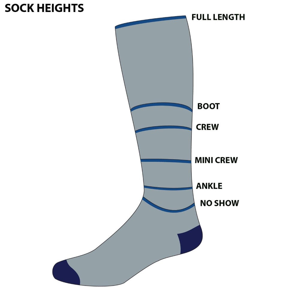 Minus33 Mountain Heritage merino wool sock height chart.